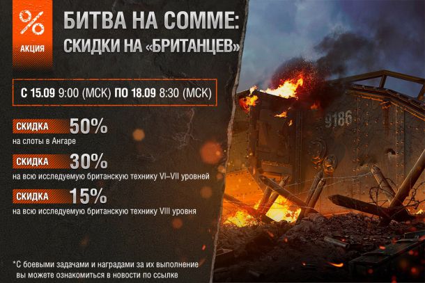 АКЦИИ WoT: 15-18 Сентября "Битва на Сомме"