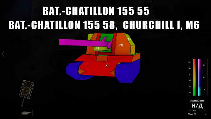 Изменение бронирования Bat.-Chatillon 155 55, Bat.-Chatillon 155 58, Churchill I, M6 в 9.20.1